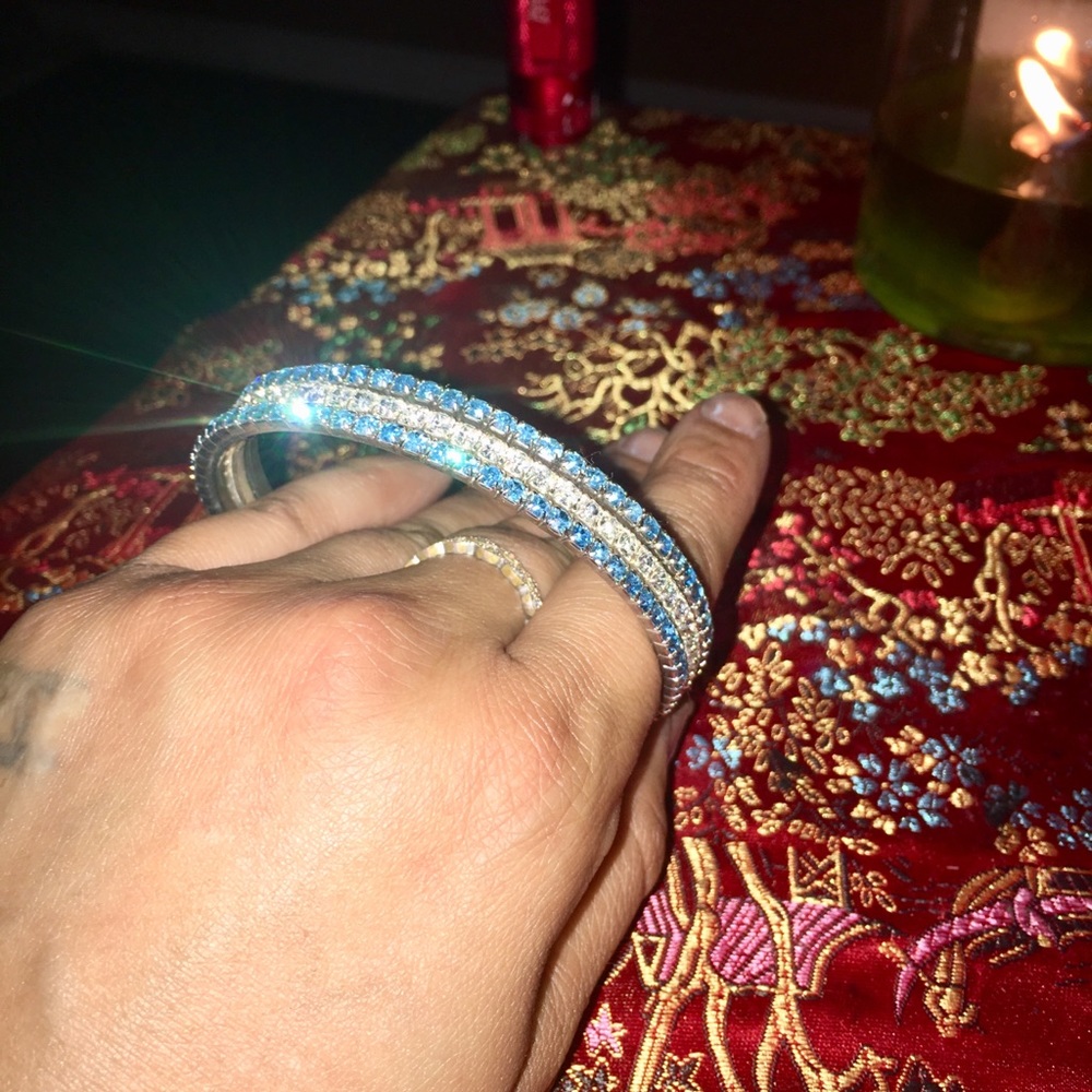 3 Single Rhinestone Bangles As A Set - Picture 2 of 4